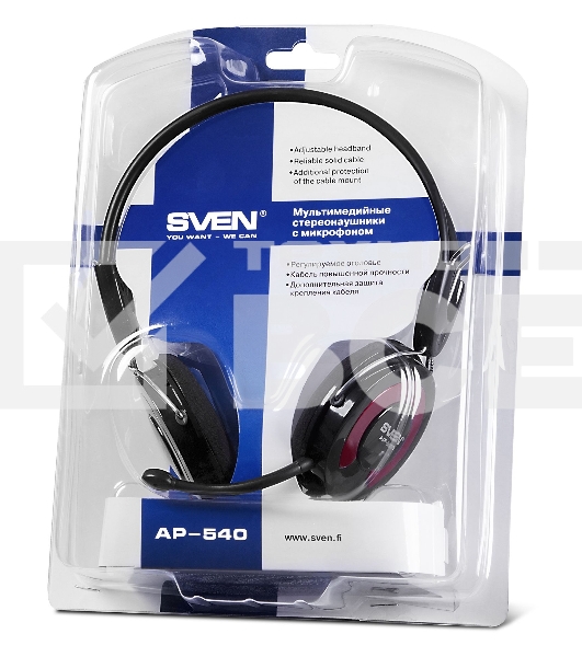 Гарнитура SVEN AP-540 с регулятором громкости черный/красный