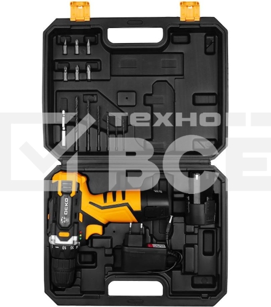 Дрель-шуруповерт Deko DKCD12FU-Li SET3 063-4173, Аккумуляторная, 12В, 2АКБ, Кейс
