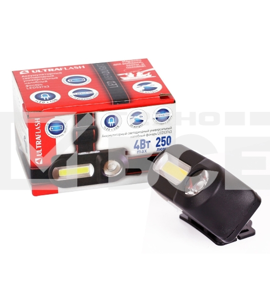 Фонарь велосипедный Ultraflash LED53763 черный 4Вт лам.:светодиод. встроенный аккумулятор (14504)