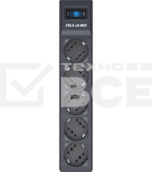 Сетевой фильтр Pilot sG-Max 5 outlets (GP), 15А/3.3 kVt, automatic circuit-breaker, 10 m, gfaphite