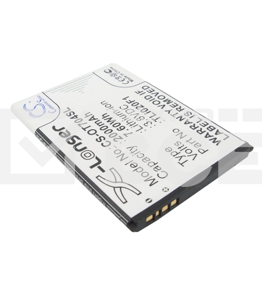 Аккумулятор CameronSinoCS-OT704SL TLi020F1 для Alcatel One Touch 7040, 7041, 6036, 5042 3.8V / 2000mAh / 7.60Wh