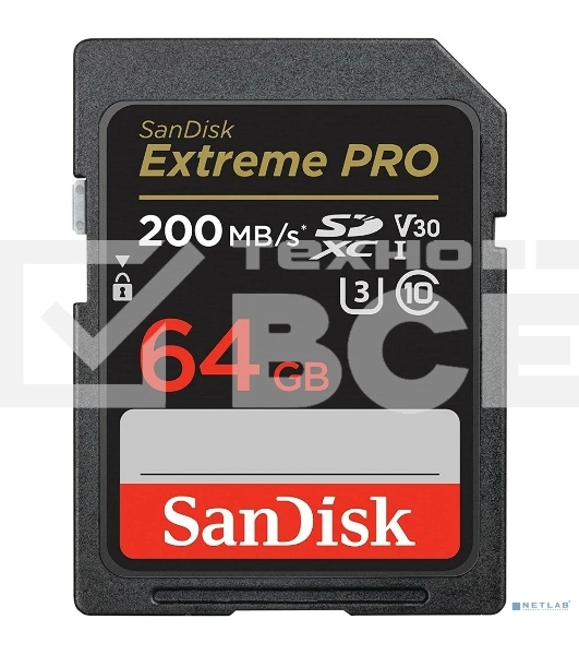 Карта памяти SanDisk Extreme PRO 64GB SDXC Memory Card 200MB/s