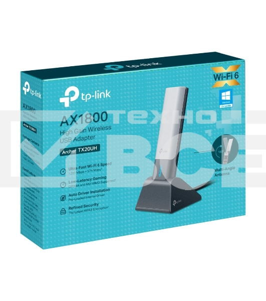 Двухдиапазонный USB-адаптер высокого усиления TP-Link Archer TX20UH с поддержкой Wi-Fi AX1800