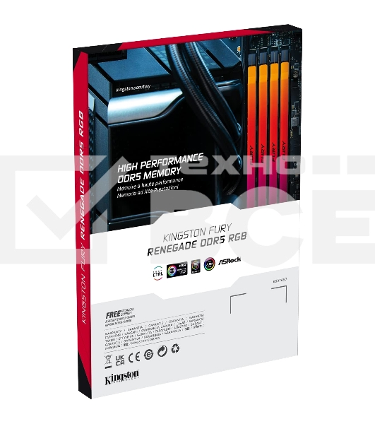 Оперативная память Kingston Fury Renegade, DDR5, 16GB (1x16GB), 6800MHz, CL36, радиатор, RGB, серебристый