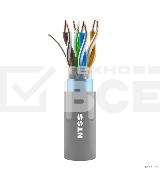 Кабель витая пара NTSS F/UTP 5e 4 пары одножильный 24AWG медь 305м внутренний нг(А)-HF (LSZH) серый NTSS-IN-FUTP4-5e-LSZH-GY