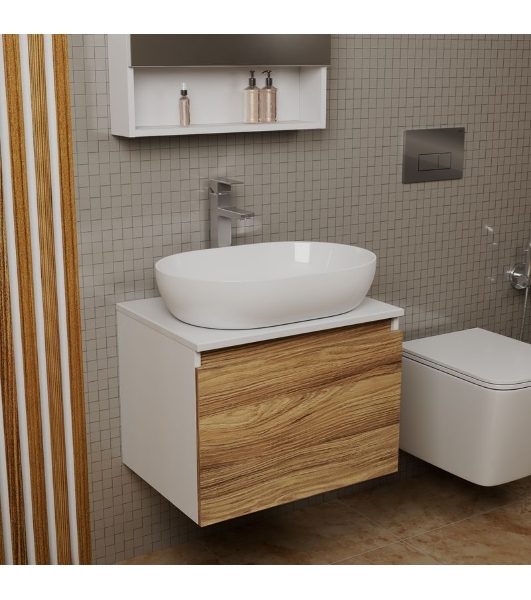 Комплект для ванной, 3 предмета (Тумба подвесная Bau Blackwood 60 + Раковина BAU 59х40, Смеситель высокий Hotel Still, нерж. сталь)