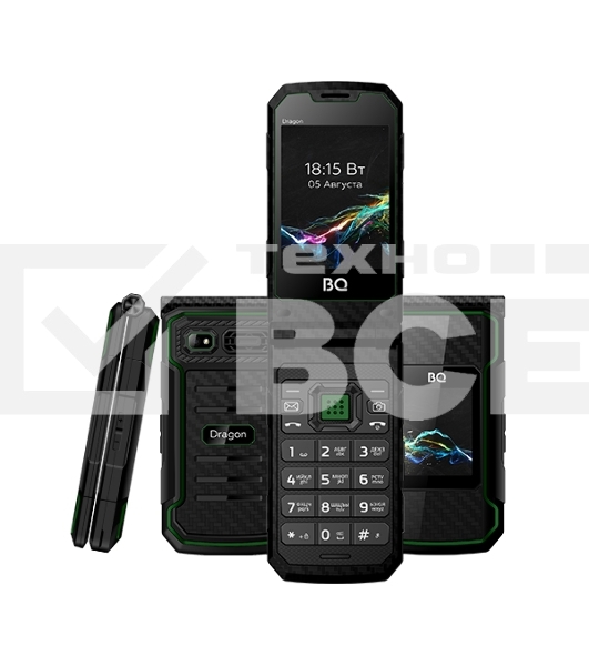 Мобильный телефон BQ 2822 Dragon черный/зеленый