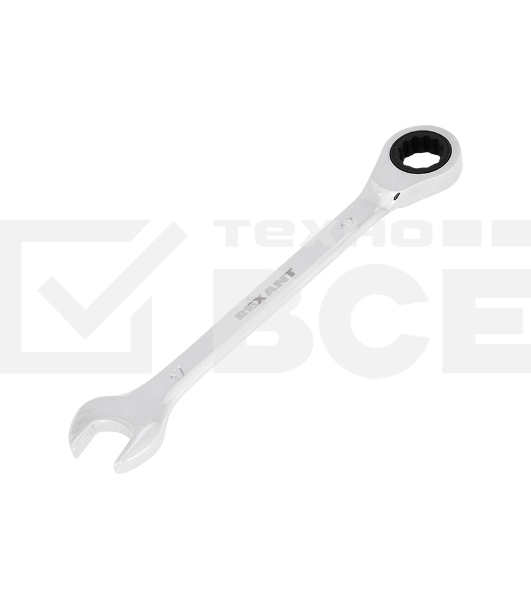 Ключ комбинированный трещоточный Rexant 17 мм, CrV, зеркальный хром