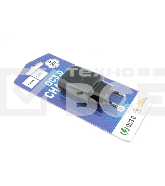 Блок питания (сетевой адаптер) HOCO C72Q Glorious QC3.0 один USB порт, черный