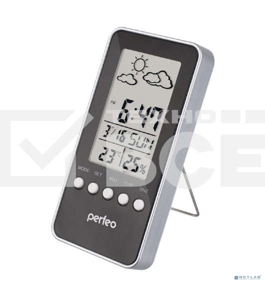 Часы-метеостанция Perfeo 'Window', черный, (PF-S002A) время, температура, влажность, дата