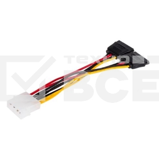 Кабель GOPOWER MOLEX (F)-2SATA (M) 0.2M 00-00027494