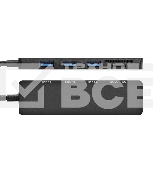 Док-станция 4-в-1 ExeGate DUB-2213C/CR (кабель-адаптер USB Type-C --> 2xUSB2.0+ 1xUSB3.0+Card Reader, Plug&Play, черный)