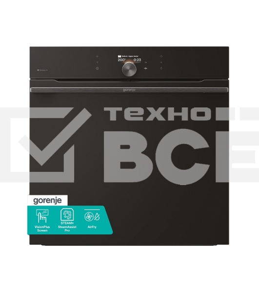 Встраиваемая электрическая духовка Gorenje BP6138B, объем 77 л, макс. температура 320 градусов, сенсорное/поворотное управление, Wi-Fi, пиролитическая очистка, телескопические направляющие на одном уровне, термощуп, AirFry, автоматические программы, динамическая система охлаждения, многоуровневое приготовление, PerfectGrill, энергоэффективность А+, черный
