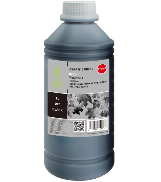 Чернила Cactus CS-I-PFI107BK-1L PFI-107 черный 1000мл для Canon imageProGRAF iPF670/680/685/770/780/785