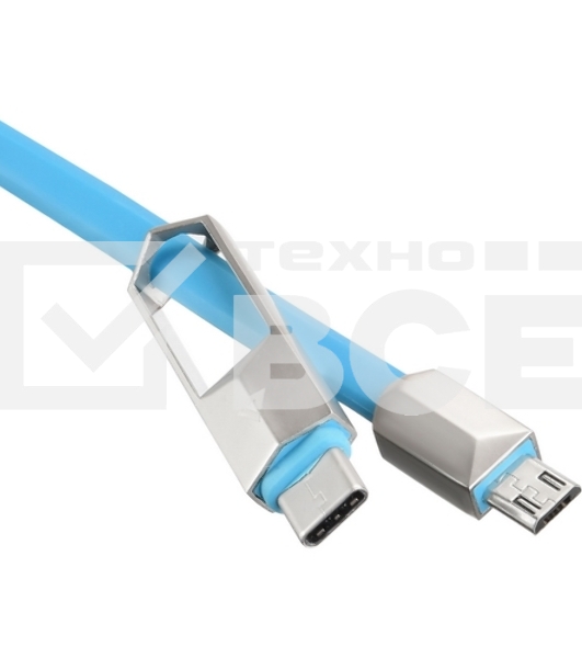 Кабель USB ACD-DUAL Lightning / MicroUSB ~ USB-A 2в1, TPE, 1м, синий (ACD-U924-CML)