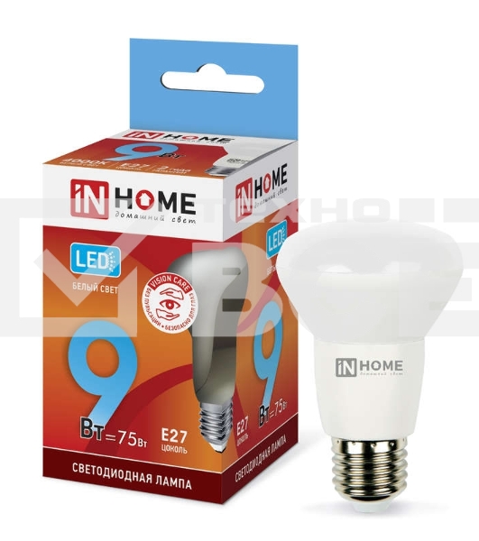 Лампа светодиодная LED-R63-VC 9Вт 230В E27 4000К 810лм IN HOME 4690612024325