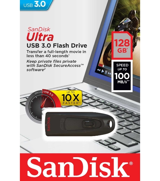 Флешка USBSanDisk 128Gb CZ48 Ultra SDCZ48-128G-U46 USB 3.0, черный USB Drive