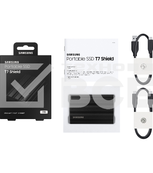 Твердотельный диск 1TB Samsung T7 Shield MU-PE1T0S/WW, V-NAND, USB 3.2 Gen 2 Type-C  [R/W - 1000/1050 MB/s]/EU