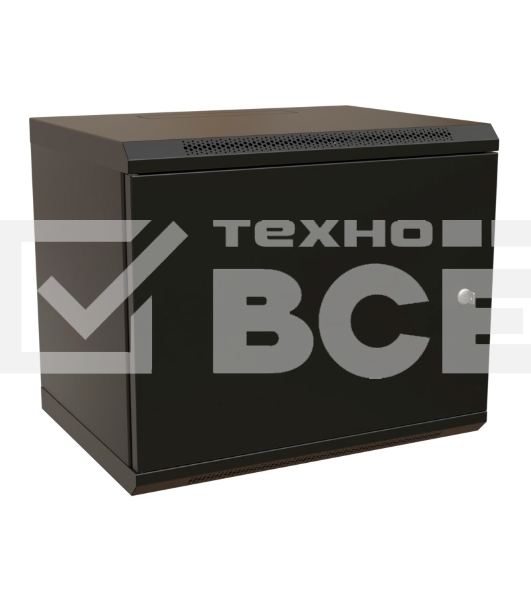 Шкаф коммутационный WRline (WR-TW-1245-SR-RAL9004) настенный 12U 600x450мм пер.дв.металл 2 бок.пан. 60кг черный 370мм 650мм IP20 сталь
