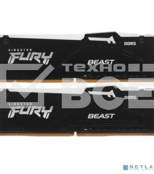 Оперативная память Kingston Fury Beast, DDR5, 32GB (2x16GB), 5600MHz, CL40, с радиаторами, RGB, черный