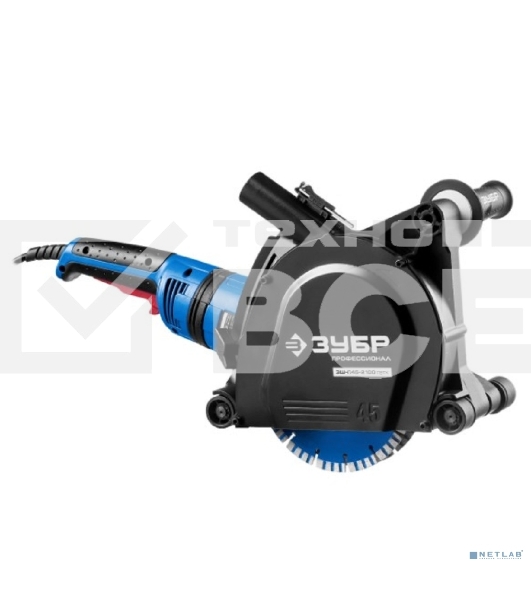Штроборез ЗУБР ЗШ-П45-2100 ПВТК глуб. 45 мм, 180 мм, подключ. пылесоса, плавный пуск, 2100 Вт