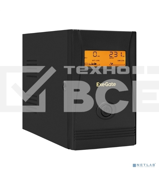 Источник бесперебойного питания ExeGate EX292776RUS Power Smart ULB-800.LCD.AVR.2SH <800VA/480W, LCD, AVR, 2*Schuko, металлический корпус, Black>