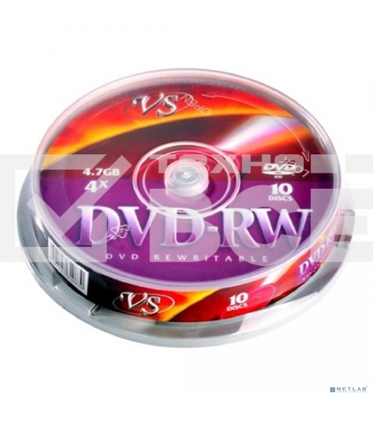 Диск DVD-RW VS 4.7 Gb, 4x, Cake Box (10), (10/250).