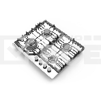 Газовая варочная панель Evelux HEG 638 X Hi-Tech, 60 см, 4 конфорки, WOK-конфорка, чугунные решетки, газ-контроль, электроподжиг, механическое управление, нержавеющая сталь, фото 1