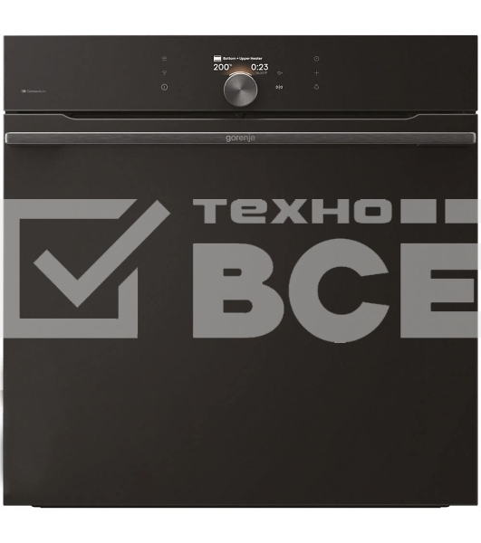 Встраиваемая электрическая духовка Gorenje BP6138B, объем 77 л, макс. температура 320 градусов, сенсорное/поворотное управление, Wi-Fi, пиролитическая очистка, телескопические направляющие на одном уровне, термощуп, AirFry, автоматические программы, динамическая система охлаждения, многоуровневое приготовление, PerfectGrill, энергоэффективность А+, черный