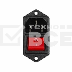 Выключатель клавишный 250 V 6 А (4с) ON-OFF красный с подсветкой и штекером C14 3PIN Rexant, фото2