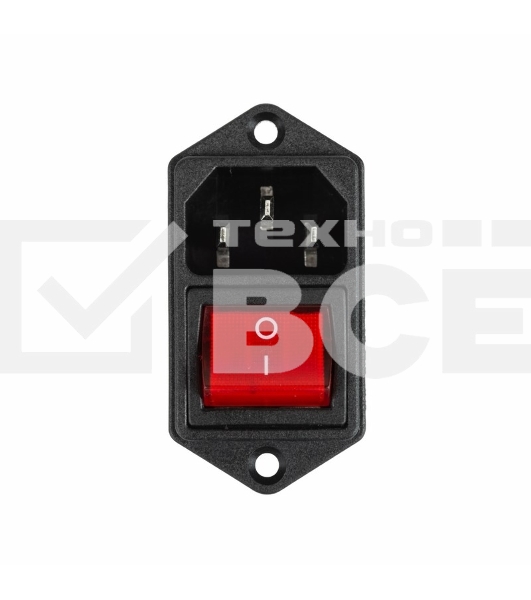 Выключатель клавишный 250 V 6 А (4с) ON-OFF красный с подсветкой и штекером C14 3PIN Rexant