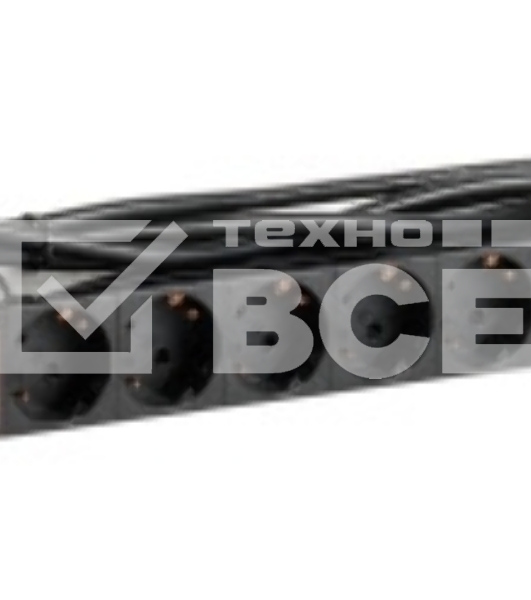 Блок розеток ITK PDU 7 розеток DIN49440 (нем. cтанд.) с LED выключателем, 1U, шнур 2м вилка DIN49441 (нем. станд.), профиль из ПВХ, черный