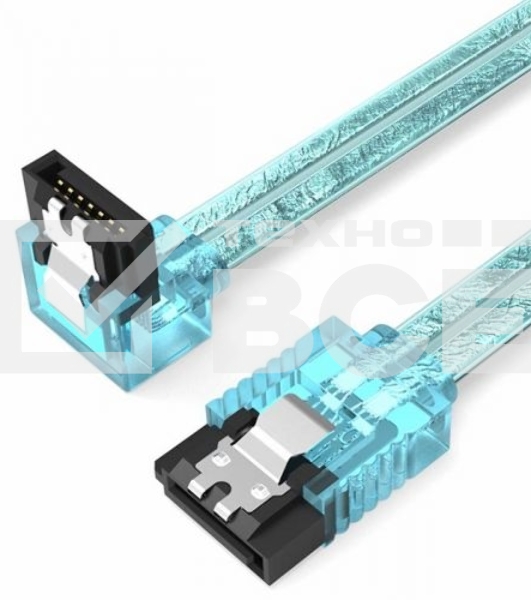 Кабель Vention SATA 3 M/SATA 3 M угол 90 с защелками, голубой - 0.5 м Кабель Vention SATA 3 M/SATA 3 M угол 90 с защелками, голубой - 0.5 м