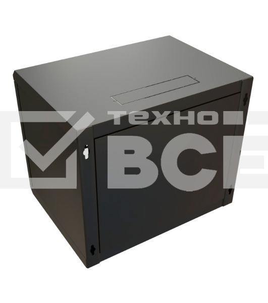 Шкаф коммутационный WRline (WR-TW-1245-SR-RAL9004) настенный 12U 600x450мм пер.дв.металл 2 бок.пан. 60кг черный 370мм 650мм IP20 сталь