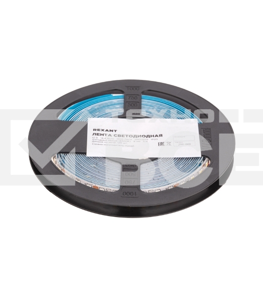 Лента светодиодная 12В, SMD2835, 14,4Вт/м, 120 LED/м, 6500K, 8мм, 5м, IP20 Rexant