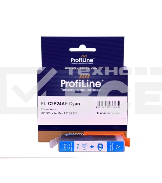 Струйный картридж PL-C2P24AE (№935XL) для принтеров HP OfficeJet Pro 6230/6830 с чернилами на водной основе Cyan ProfiLine