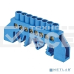 Шина нулевая N 8х12 8 отвер. латунь син. нейлоновый корпус комбинированный PROxima EKF sn0-125-8-dn, фото2