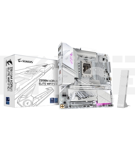 Материнская плата Gigabyte Z890M AORUS ELITE WIFI7 ICE, LGA 1851, Intel Z890, 4xDDR5, 4xSATA, 3xM.2, 1xPCIe 4.0 x4, 1xPCIe 5.0 x16, 1xDP, 1xUSB-C, 1x 2.5Gb LAN, 1xUSB-A 3.2 Gen 2, 4xUSB-A 3.2 Gen 1, 2x3.5 мм, TOSLINK, 7.1, 1xUSB4, mATX