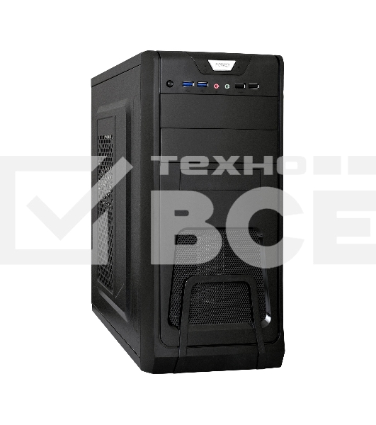 Компьютерный корпус Miditower ExeGate CP-603-UNS500 (ATX, БП UNS500 с вент. 12см, 2хUSB, аудио, черный)