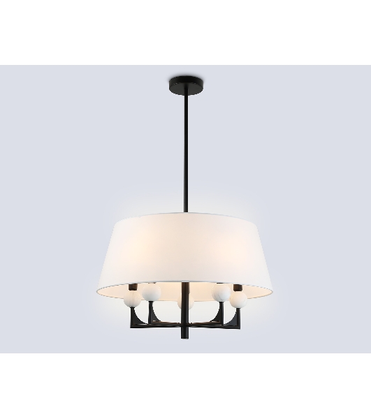 Люстра Ambrella light LH75150/5 BK/FR черный/белый матовый E14*5 max 40W D580*590