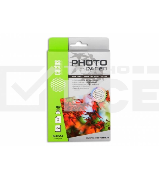 Фотобумага Cactus CS-GA6180100 A6/180г/м2/100л. глянцевая для струйной печати