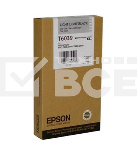 Картридж струйный Epson C13T603900 светло-серый для Epson Sty Pro 7800/9800/7880/9880 (220мл)