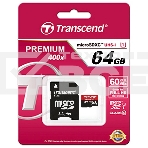 Флеш карта microSDXC 64Gb Class10 Transcend TS64GUSDU1 + adapter, фото9