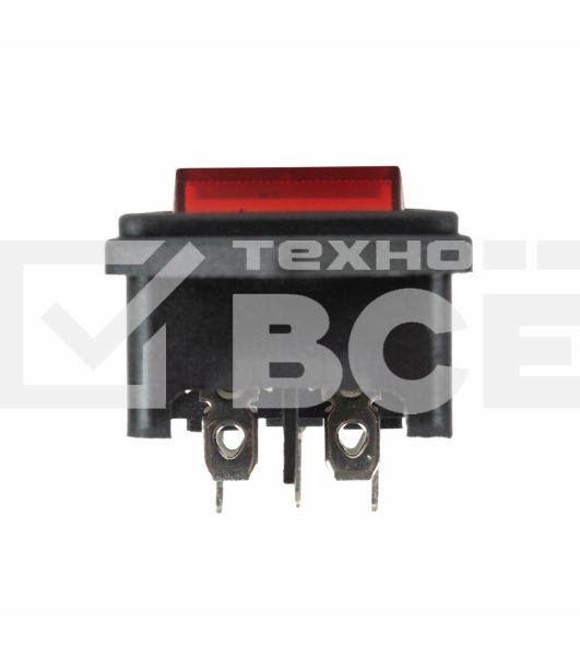 Выключатель клавишный 250 V 6 А (4с) ON-OFF красный с подсветкой и штекером C14 3PIN Rexant