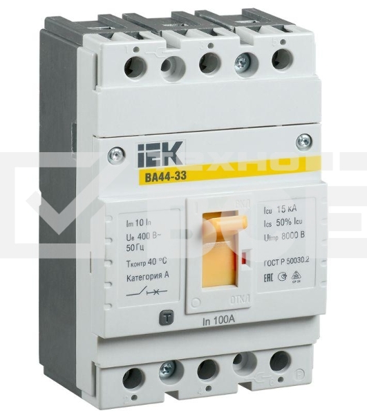 Выключатель автоматический Iek SVA4410-3-0100 ВА44 33 3Р 100A 15кА