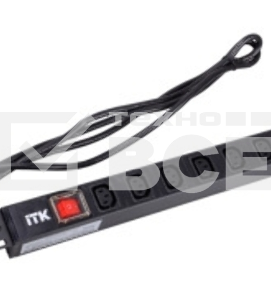 Блок ITK PH12-8C131 PDU 8 розеток C13 с LED выкл,1U, шнур 2м вилка нем.ст