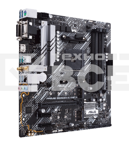 Материнская плата ASUS PRIME B550M-A WIFI II, AM4, AMD B550, 4xDDR4, 4xSATA, 2xM.2, 1xPCI-E 4.0 x16, 2xPCI-E x1, 1xDVI-D, 1xHDMI, 1xVGA, 1x 1Gb LAN, 2xUSB-A 3.2 Gen 2, 4xUSB-A 3.2 Gen 1, 3x3.5 мм, 7.1, Micro-ATX