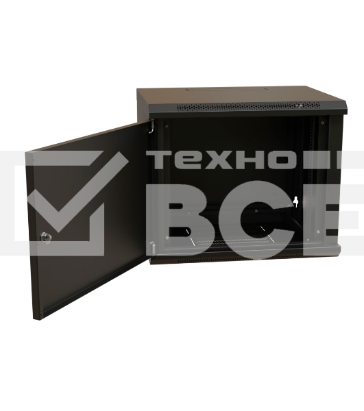 Шкаф коммутационный WRline (WR-TW-1245-SR-RAL9004) настенный 12U 600x450мм пер.дв.металл 2 бок.пан. 60кг черный 370мм 650мм IP20 сталь