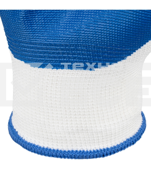 Перчатки полиэфирные с синим нитрильным покрытием, размер 9, 13 класс вязки Сибртех