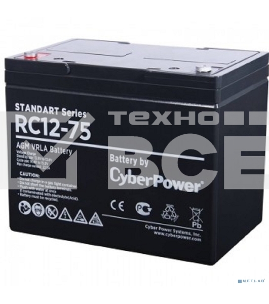 Аккумуляторная батарея SS CyberPower RC 12-75 / 12 В 75 Ач Battery CyberPower Standart series RC 12-75 / 12V 75 Ah